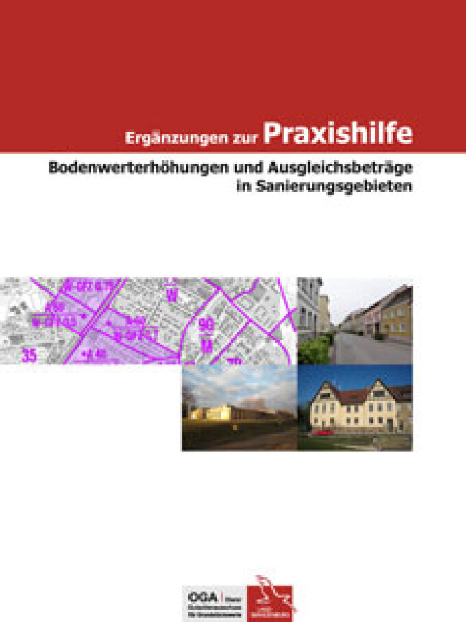 Titelbild der Ergänzung zur Praxishilfe - Bodenwerterhöhungen und Ausgleichsbeträge in Sanierungsgebieten